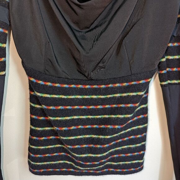 MYCO ANNA Canadian Black Stripes Artsy Wool Top Size Small - Picture 7 of 12